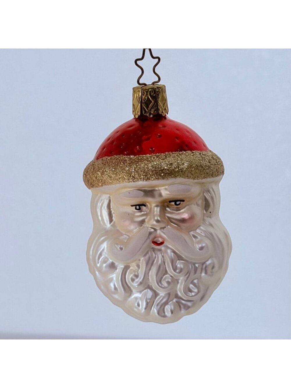 Germany Blown Glass Santa Claus Head Ornament Christmas Vintage Hand-Painted 4"